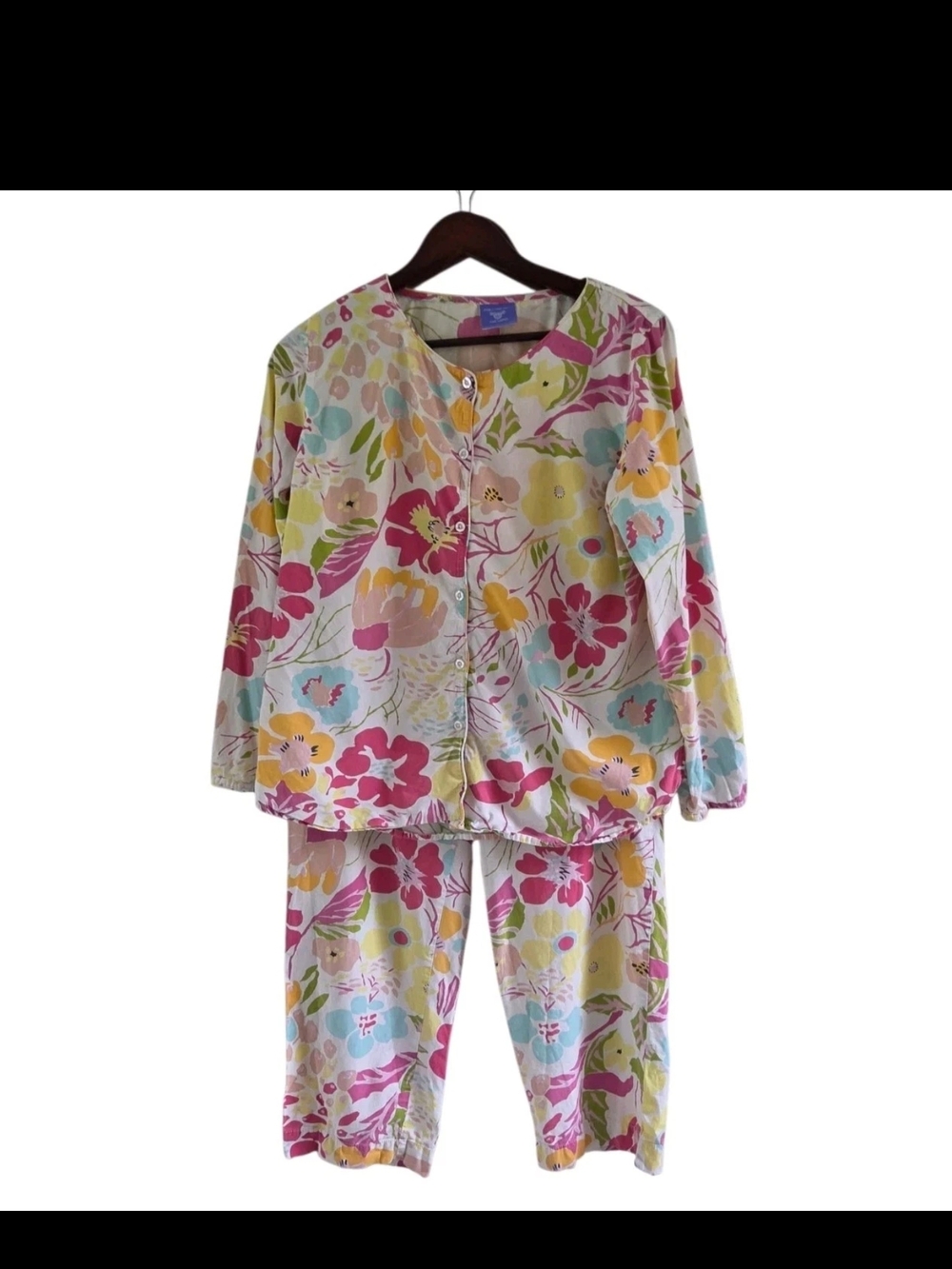 Pine Cone Hill Cotton Floral 2 Piece Pajama Set Womens Size M